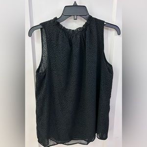 Loft women’s sheer black blouse with black dots. Lined. Size small